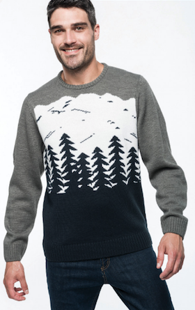 Maglione natalizio unisex girocollo con motivo "abete''