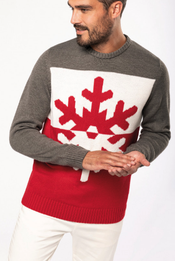 Maglione natalizio unisex girocollo con motivo "fiocco di neve''