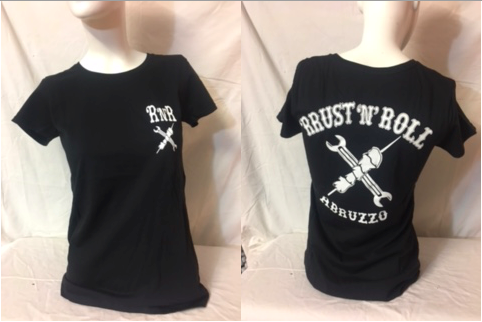 T-shirt nera da donna 'RRUST 'N' ROLL
