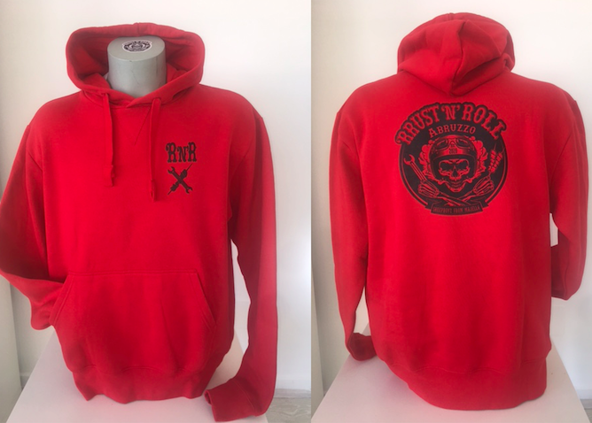 Felpa rossa da uomo 'RRUST 'N' ROLL cappuccio