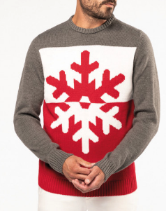 Maglione natalizio unisex girocollo con motivo "fiocco di neve''
