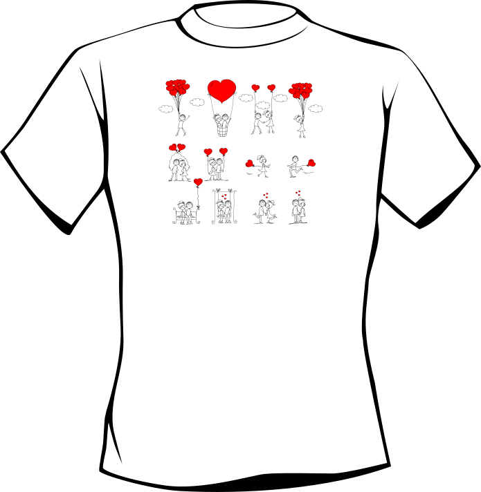 T-shirt COUPLE HOLDING HEART BALLONS