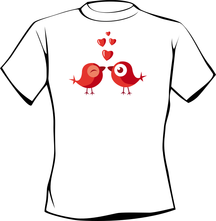 T-shirt TWO RED BIRDS KISSING