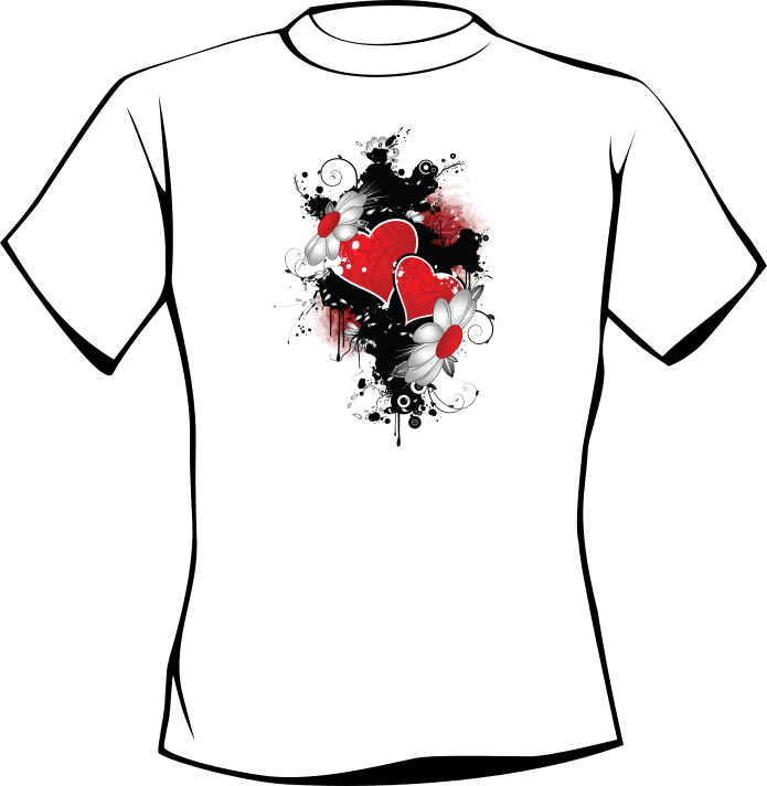 T-shirt TWO RED HEART-SHAPED ARTWORK
