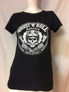T-shirt nera da donna 'RRUST 'N' ROLL