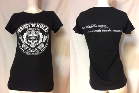 T-shirt nera da donna 'RRUST 'N' ROLL